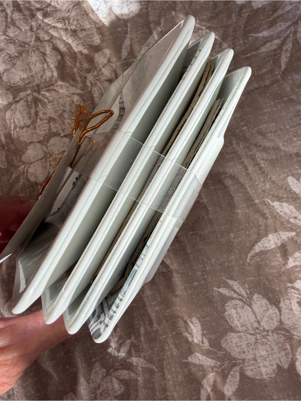 Appetizer vintage city landmark ceramic square plates set of 4